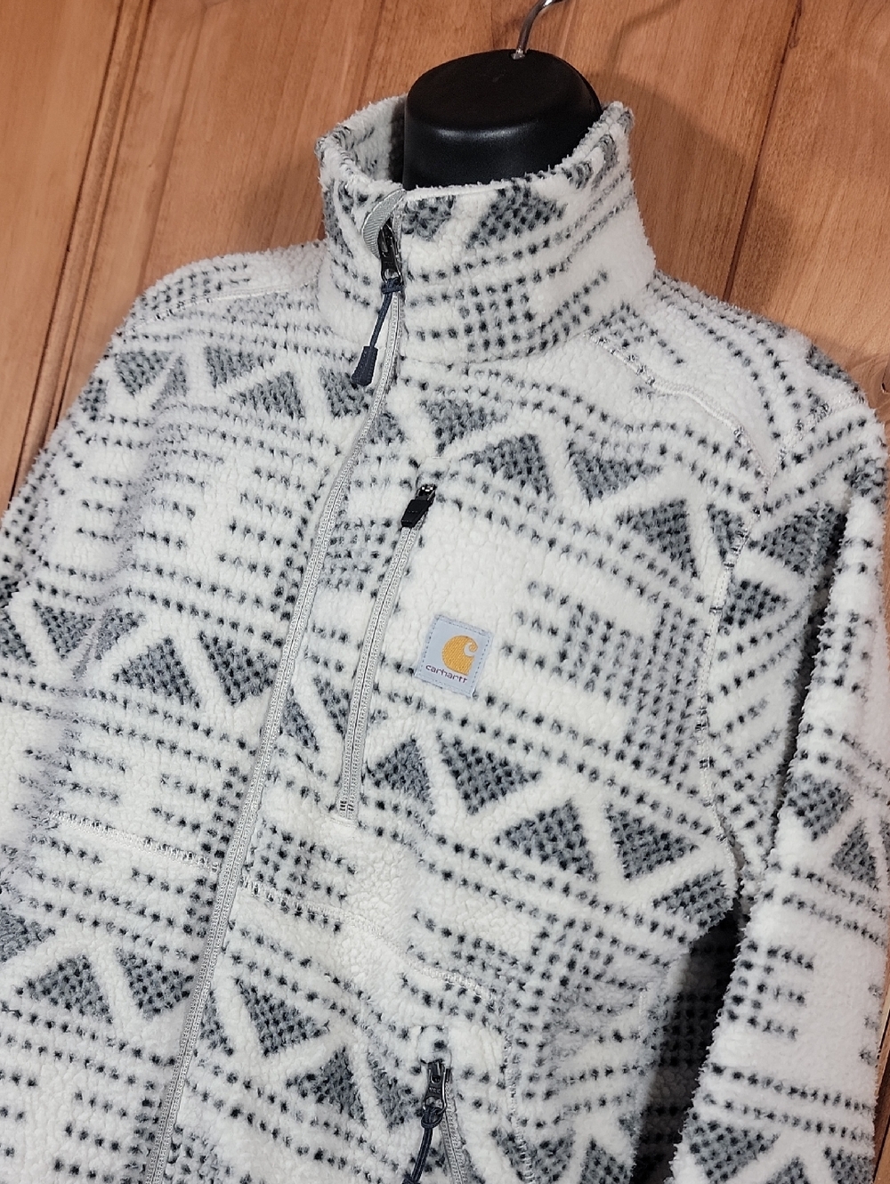 Carhartt Cream and Gray Patterned Sherpa Zip Jacket - Picture 2 of 15
